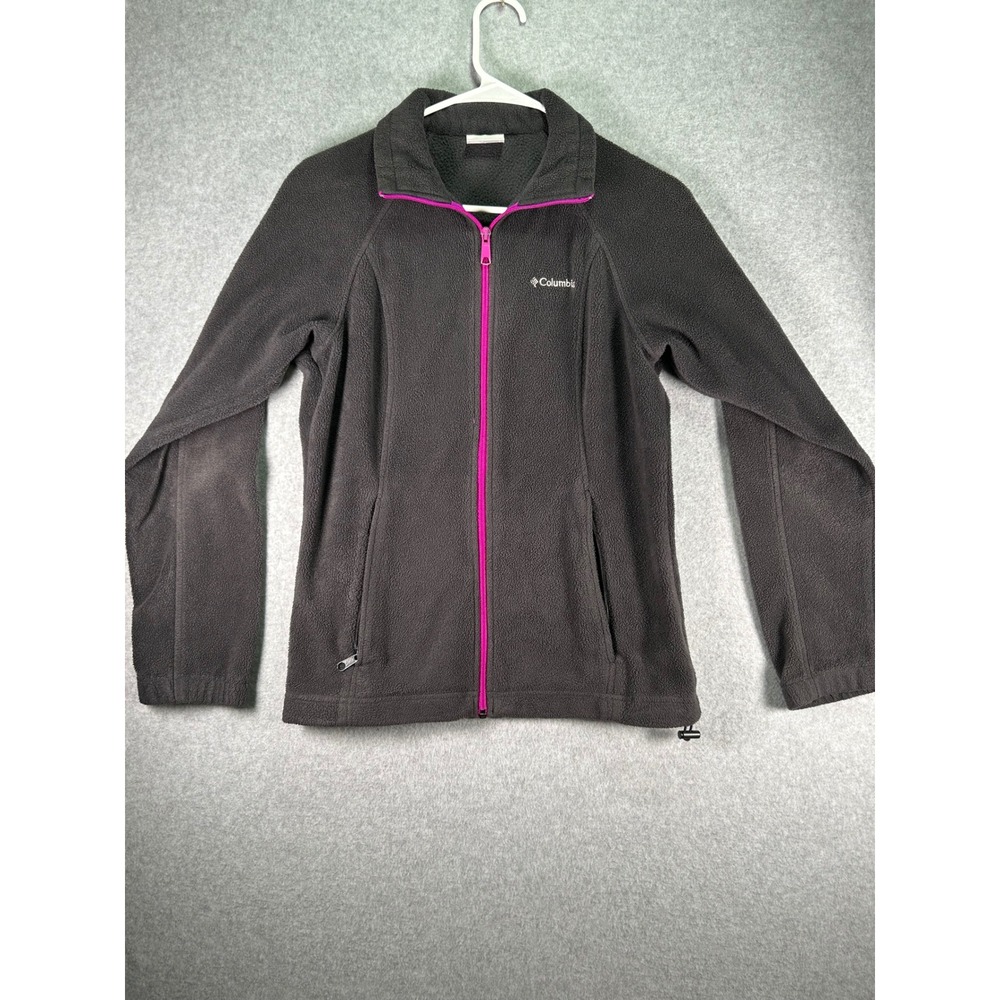 Columbia Benton Springs Fleece Jacket Womens Small Charcoal Gray Pink Full Zip S
